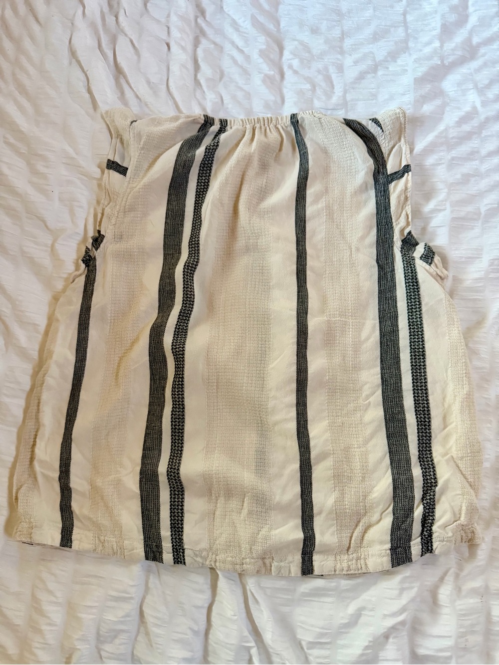 Anthropologie Cream and Black Striped Sleeveless Top
